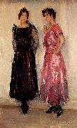 Isaac Israels Two models, Epi and Gertie, in the Amsterdam Fashion House Hirsch oil painting artist